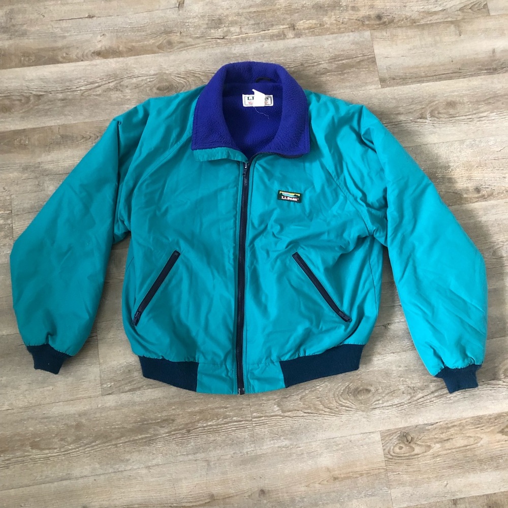 VTG L.L. Bean Warm Up Jacket Full Zip Fleece Lined Made USA Mens - Size Large